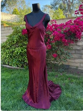 Vintage Y2K Maroon Red How to Lose a Guy in 10 Days Open Back Prom Dress Gown
